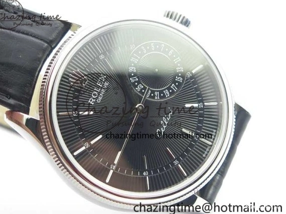0510 Cellini 50519 Real Date SS BP Maker Best Edition Black Dial Sticks Markers on Black Leather Strap SA Affordable 3087